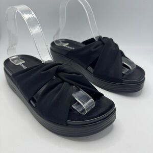Donald Pliner Platform Fabric Open Toe Casual Flat Sandal Size 8 Black